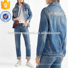 Le Studded Denim Jacke Herstellung Großhandel Mode Frauen Bekleidung (TA3032C)